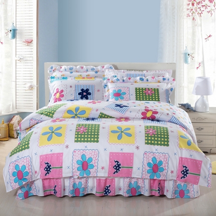 91家纺网 家纺一手货源 找家纺 （总）爱妮玖玖 2013新款萌夏卡通床裙四件套