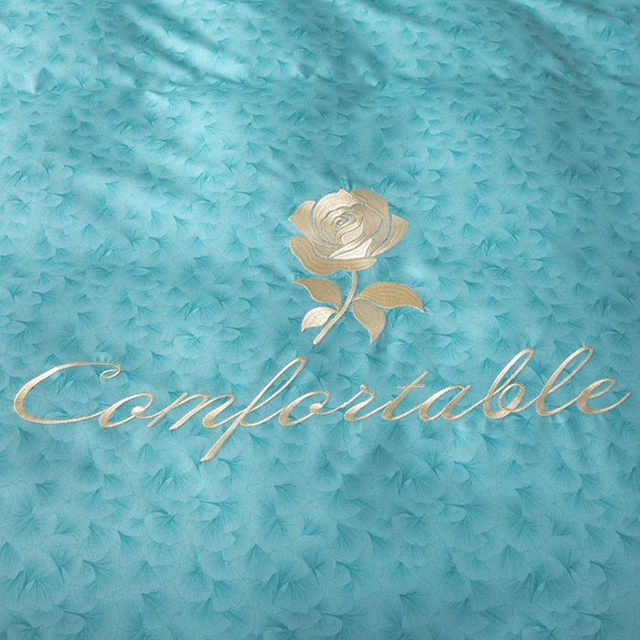 91家纺网 家纺一手货源 找家纺 优尚家纺2025新款肌理纹刺绣款四件套 海洋蓝