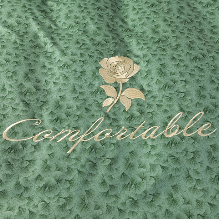 91家纺网 家纺一手货源 找家纺 优尚家纺2025新款肌理纹刺绣款四件套 孔雀绿