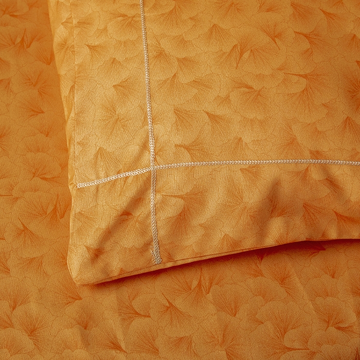 91家纺网 家纺一手货源 找家纺 优尚家纺2025新款肌理纹刺绣款四件套 魅力橙