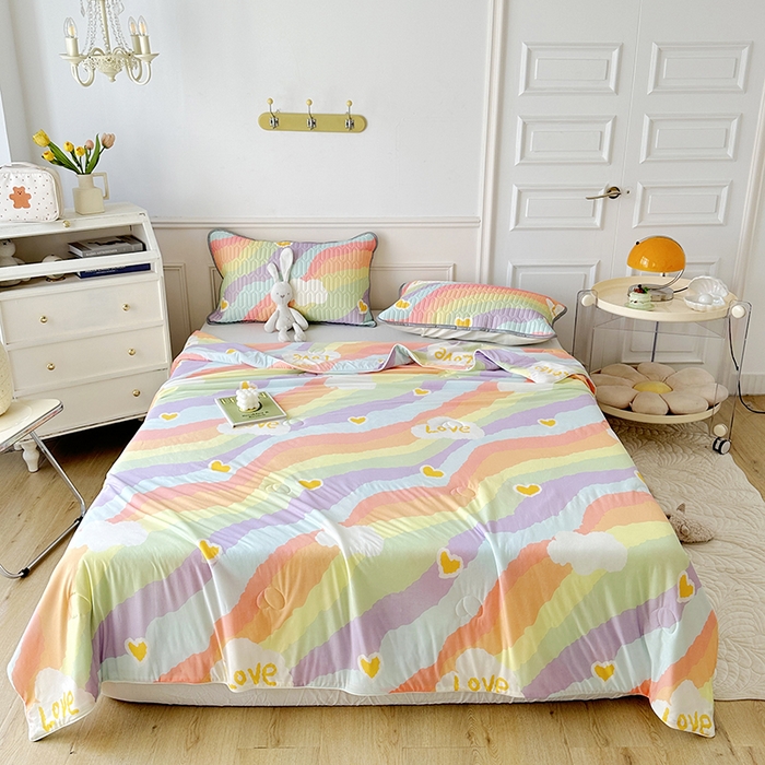 91家纺网 家纺一手货源 找家纺 纽缦家纺 2023新款降温凉感被 彩虹星空-紫