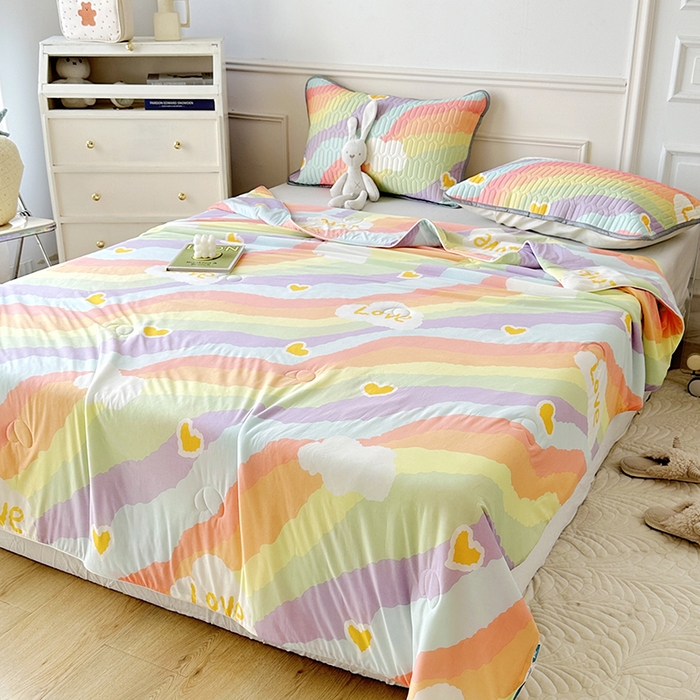 91家纺网 家纺一手货源 找家纺 纽缦家纺 2023新款降温凉感被 彩虹星空-紫