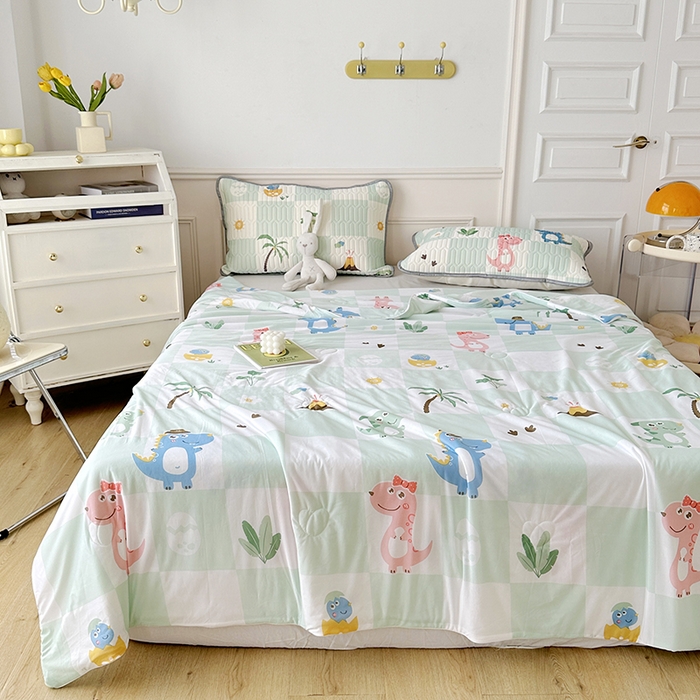 91家纺网 家纺一手货源 找家纺 纽缦家纺 2023新款降温凉感被 恐龙假期