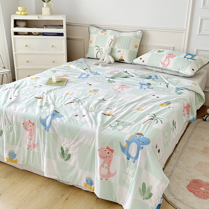 91家纺网 家纺一手货源 找家纺 纽缦家纺 2023新款降温凉感被 恐龙假期