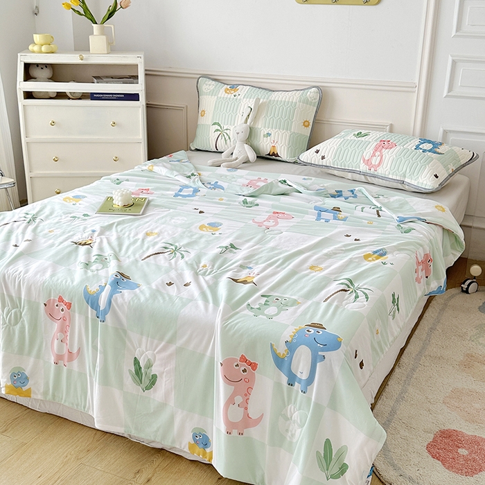 91家纺网 家纺一手货源 找家纺 纽缦家纺 2023新款降温凉感被 恐龙假期