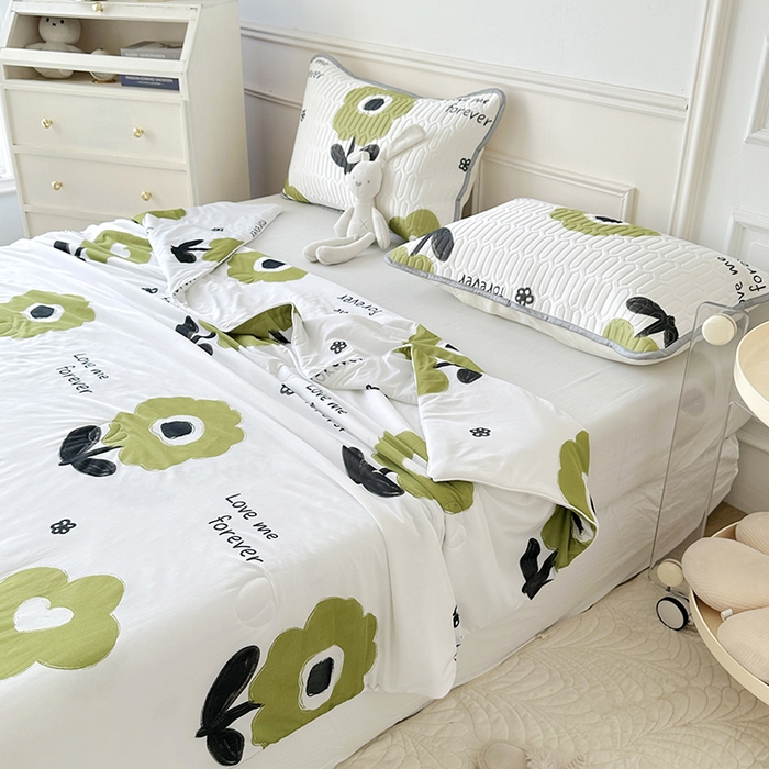 91家纺网 家纺一手货源 找家纺 纽缦家纺 2023新款降温凉感被 花语-绿