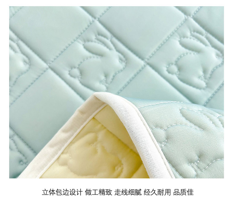 91家纺网 家纺一手货源 找家纺 眠博士 2023新款兔子乳胶凉席 幸运兔-雾蓝