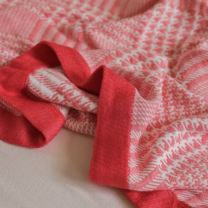 91家纺网 家纺一手货源 找家纺 雯雨家纺 2023新款竹纤维毛巾被 百灵鸟-红色