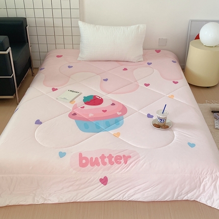 91家纺网 家纺一手货源 找家纺 美乐迪2023新款大版针织棉夏被 粉色蛋糕