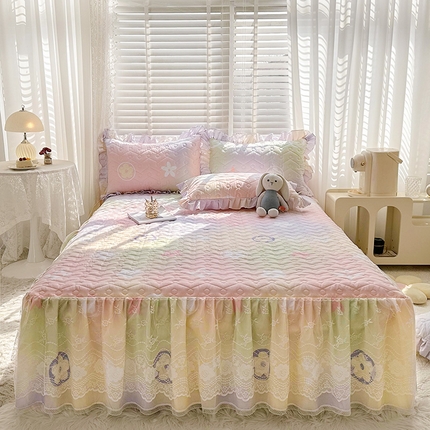 宜凡 2023新款云朵棉床笠式床裙三件套 花梦风采