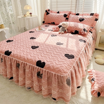 91家纺网 家纺一手货源 找家纺 （总）宜凡 2023新款云朵棉床笠式床裙三件套