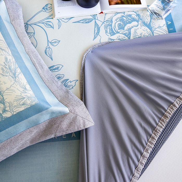 91家纺网 家纺一手货源 找家纺 2023新款高端可水洗冰丝席床笠款 伊莲娜-兰 床笠