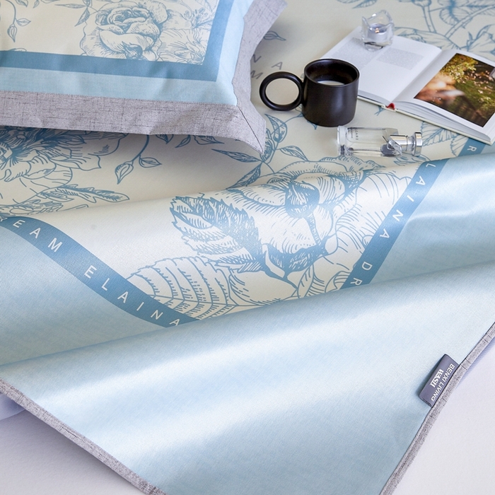 91家纺网 家纺一手货源 找家纺 2023新款高端可水洗冰丝席床笠款 伊莲娜-兰 床笠