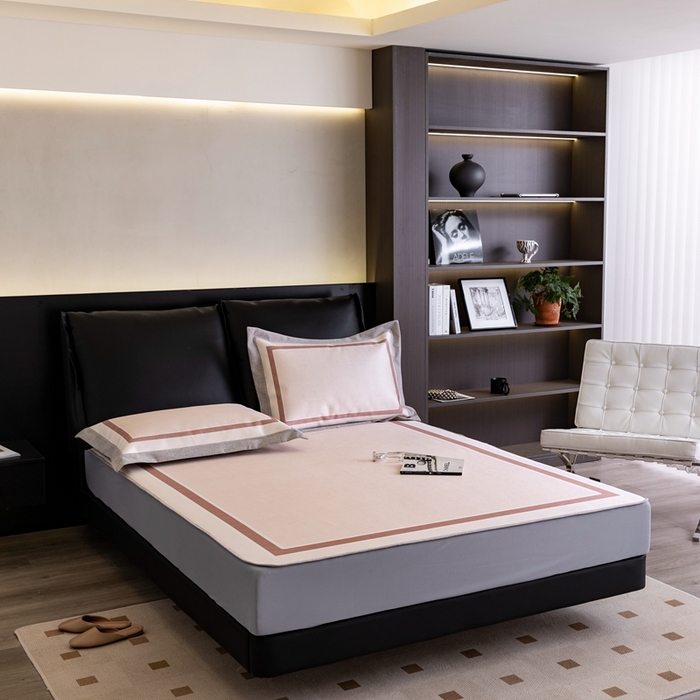 91家纺网 家纺一手货源 找家纺 2023新款高端可水洗冰丝席床笠款 几何生活-床笠