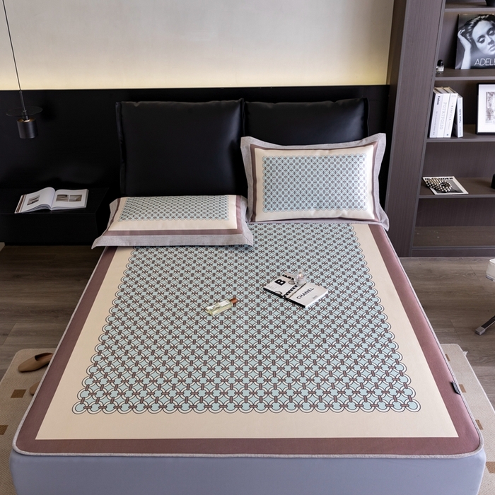 91家纺网 家纺一手货源 找家纺 2023新款高端可水洗冰丝席床笠款 圈点人生-兰 床笠