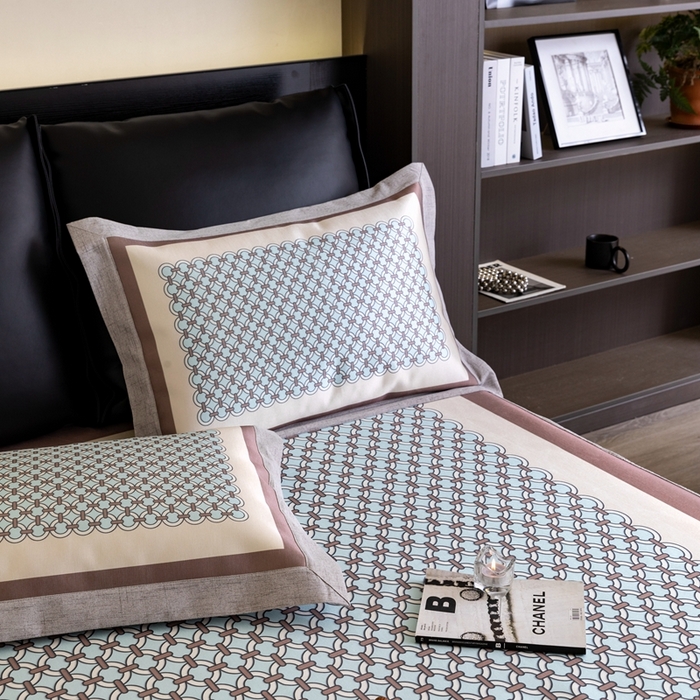 91家纺网 家纺一手货源 找家纺 2023新款高端可水洗冰丝席床笠款 圈点人生-兰 床笠