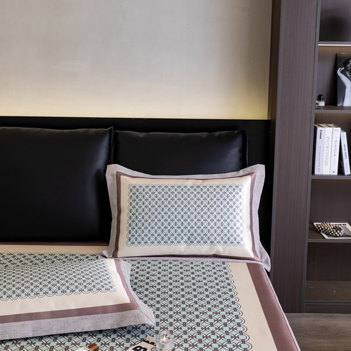 91家纺网 家纺一手货源 找家纺 2023新款高端可水洗冰丝席床笠款 圈点人生-兰 床笠