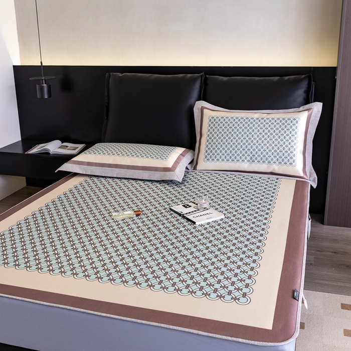 91家纺网 家纺一手货源 找家纺 2023新款高端可水洗冰丝席床笠款 圈点人生-兰 床笠