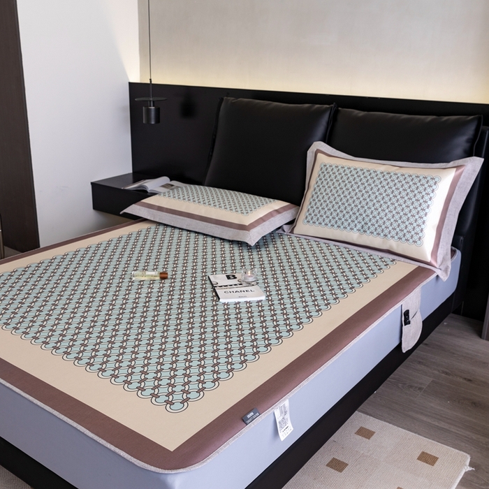 91家纺网 家纺一手货源 找家纺 2023新款高端可水洗冰丝席床笠款 圈点人生-兰 床笠