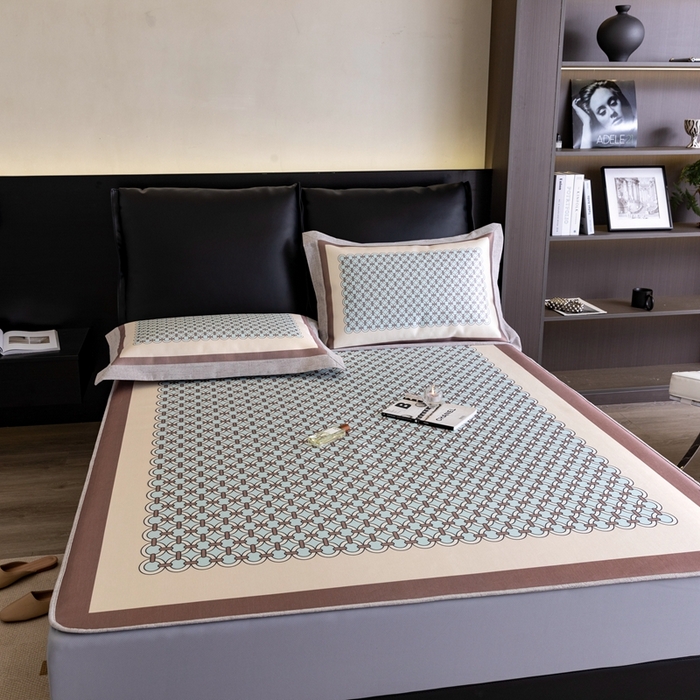 91家纺网 家纺一手货源 找家纺 2023新款高端可水洗冰丝席床笠款 圈点人生-兰 床笠