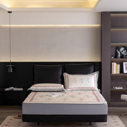 91家纺网 家纺一手货源 找家纺 2023新款高端可水洗冰丝席床笠款 枝枝-床笠