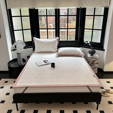 本希家居 2023新款时尚高端款冰丝席 鎏金千鸟格-粉 平席