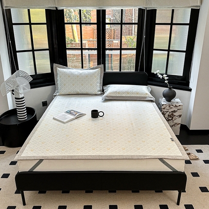 本希家居 2023新款时尚高端款冰丝席 鎏金千鸟格-灰 平席