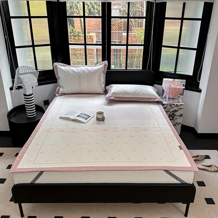 本希家居 2023新款时尚高端款冰丝席 玫瑰千鸟格-平席