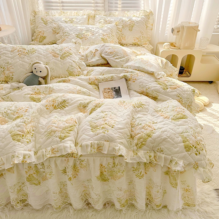 91家纺网 家纺一手货源 找家纺 （总）宜凡家纺 2023新款云朵棉床笠式床裙四件套