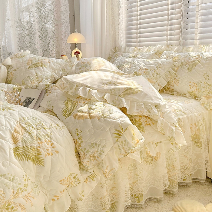 91家纺网 家纺一手货源 找家纺 （总）宜凡家纺 2023新款云朵棉床笠式床裙四件套