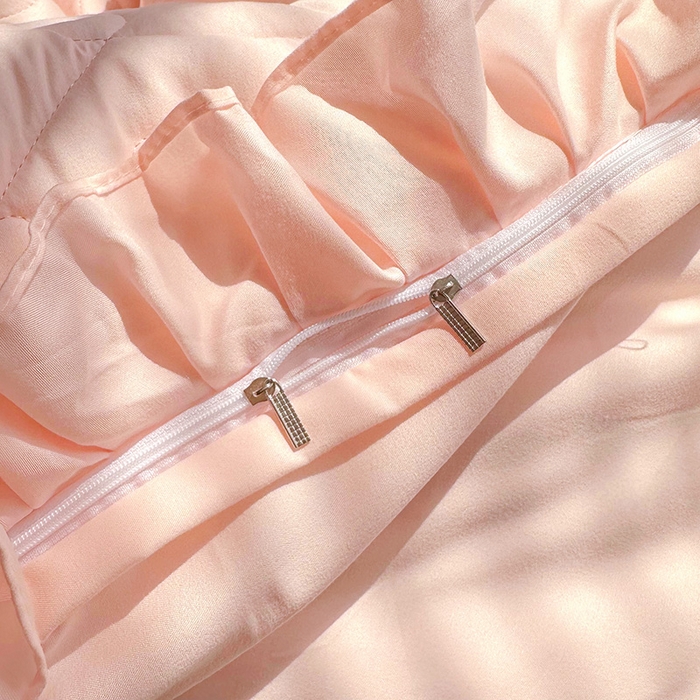 91家纺网 家纺一手货源 找家纺 宜凡家纺 2023新款云朵棉床笠式床裙四件套 星恋粉