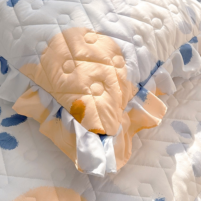 91家纺网 家纺一手货源 找家纺 宜凡家纺 2023新款云朵棉床笠式床裙四件套 梨花香