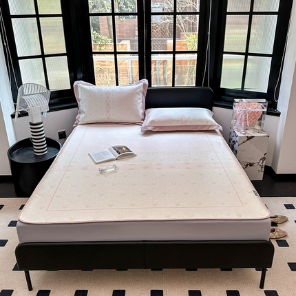 本希家居2023新款时尚高端款冰丝席床笠款 玫瑰千鸟格