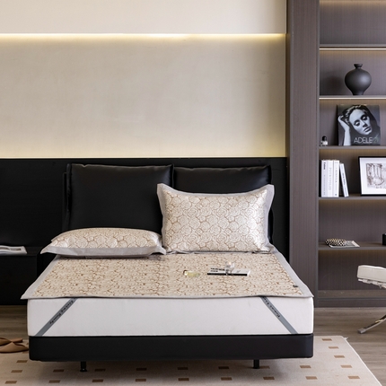 本希家居 2023本希高端可水洗冰丝席-平席款 浪漫花语-咖