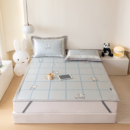 本希家居 2023新款小清新卡通款冰丝席-床席款 小熊猫-蓝 