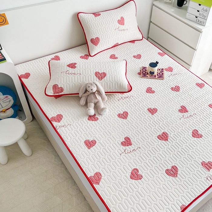 91家纺网 家纺一手货源 找家纺 （总）多乐家纺2023新款小清新乳胶凉席三件套