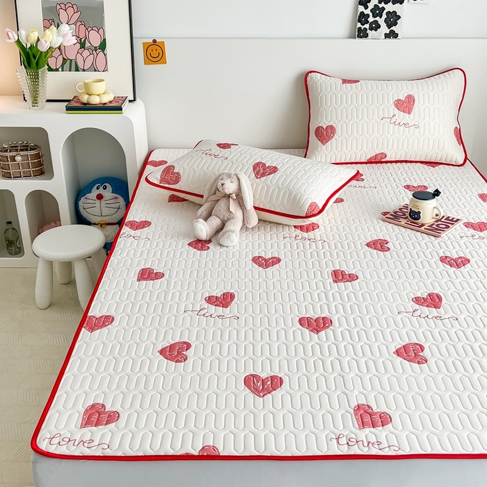 91家纺网 家纺一手货源 找家纺 （总）多乐家纺2023新款小清新乳胶凉席三件套