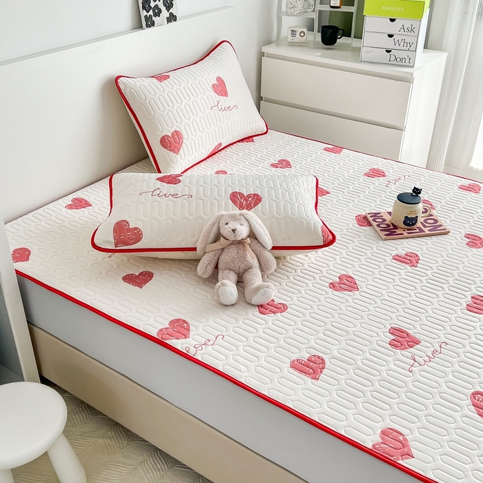 91家纺网 家纺一手货源 找家纺 （总）多乐家纺2023新款小清新乳胶凉席三件套