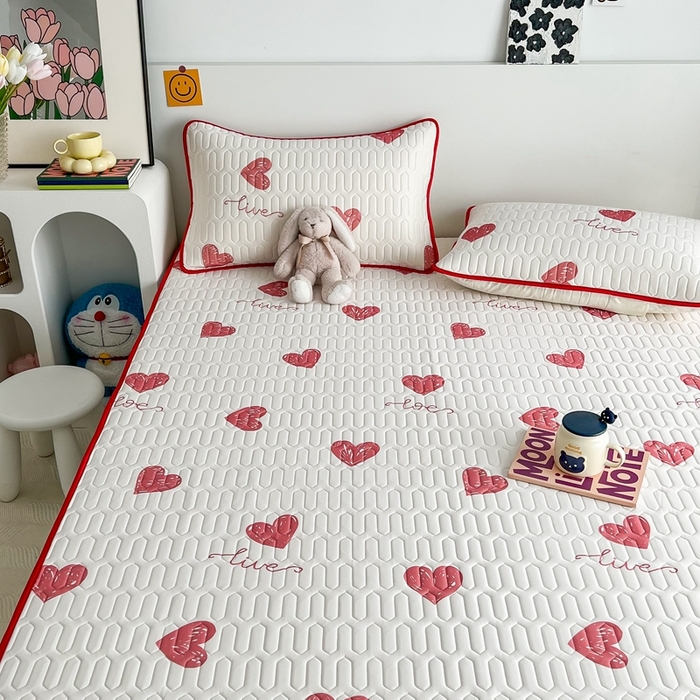 91家纺网 家纺一手货源 找家纺 （总）多乐家纺2023新款小清新乳胶凉席三件套