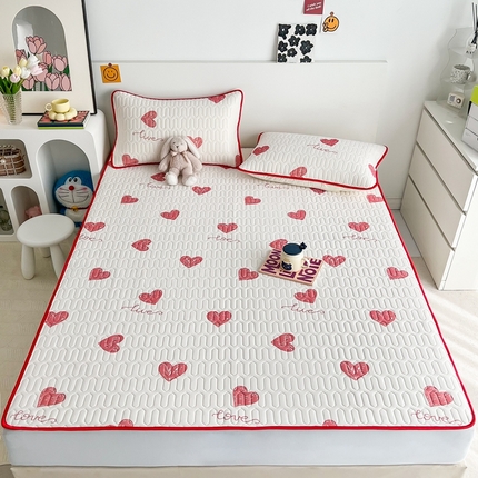 （总）多乐家纺2023新款小清新乳胶凉席三件套