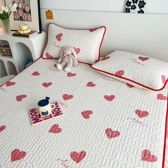 91家纺网 家纺一手货源 找家纺 （总）多乐家纺2023新款小清新乳胶凉席三件套