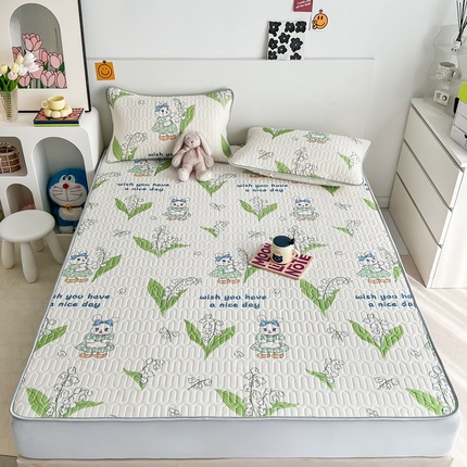 91家纺网 家纺一手货源 找家纺 （总）多乐家纺2023新款小清新乳胶凉席三件套