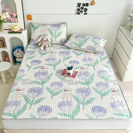 91家纺网 家纺一手货源 找家纺 （总）多乐家纺2023新款小清新乳胶凉席三件套