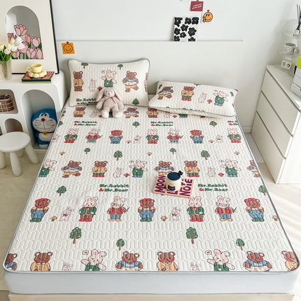 91家纺网 家纺一手货源 找家纺 （总）多乐家纺2023新款小清新乳胶凉席三件套