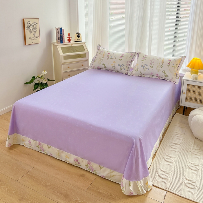 91家纺网 家纺一手货源 找家纺 乐童2024新款网红直播爆款吊边＋一字绣工艺款四件套（六） 紫兰花