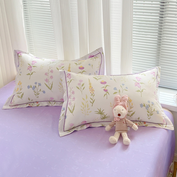 91家纺网 家纺一手货源 找家纺 乐童2024新款网红直播爆款吊边＋一字绣工艺款四件套（六） 紫兰花