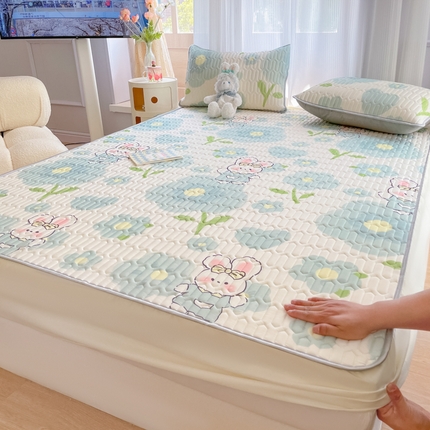 柒月 2023新款小清新乳胶凉席床笠款 夏日花花兔