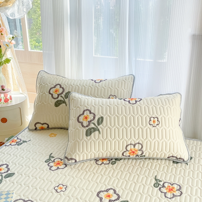 91家纺网 家纺一手货源 找家纺 柒月 2023新款小清新乳胶凉席床笠款 花落