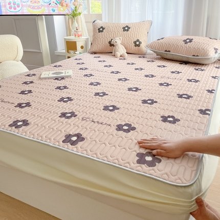 柒月 2023新款小清新乳胶凉席床笠款 香系黑花