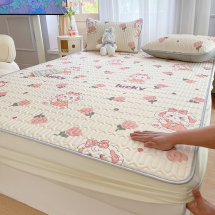 91家纺网 家纺一手货源 找家纺 （总）柒月 2023新款小清新乳胶凉席床笠款